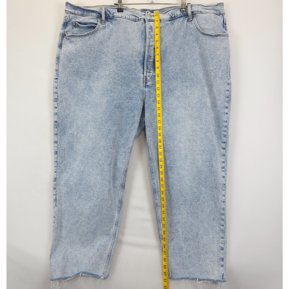 Old Navy Acid Wash Button Fly Jeans Raw Hem Women 29 High Rise Stretch Blue - Picture 3 of 11